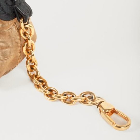 Burberry Gold Satin Leather-Trim Pouch - Picture 5 of 6